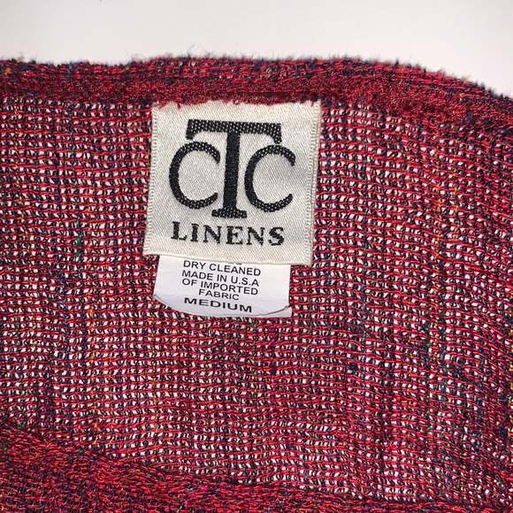 CTC Linen Mesh Tie Long Sleeve Burgundy Red Oversized Tunic Top Blouse Size M - Picture 4 of 12